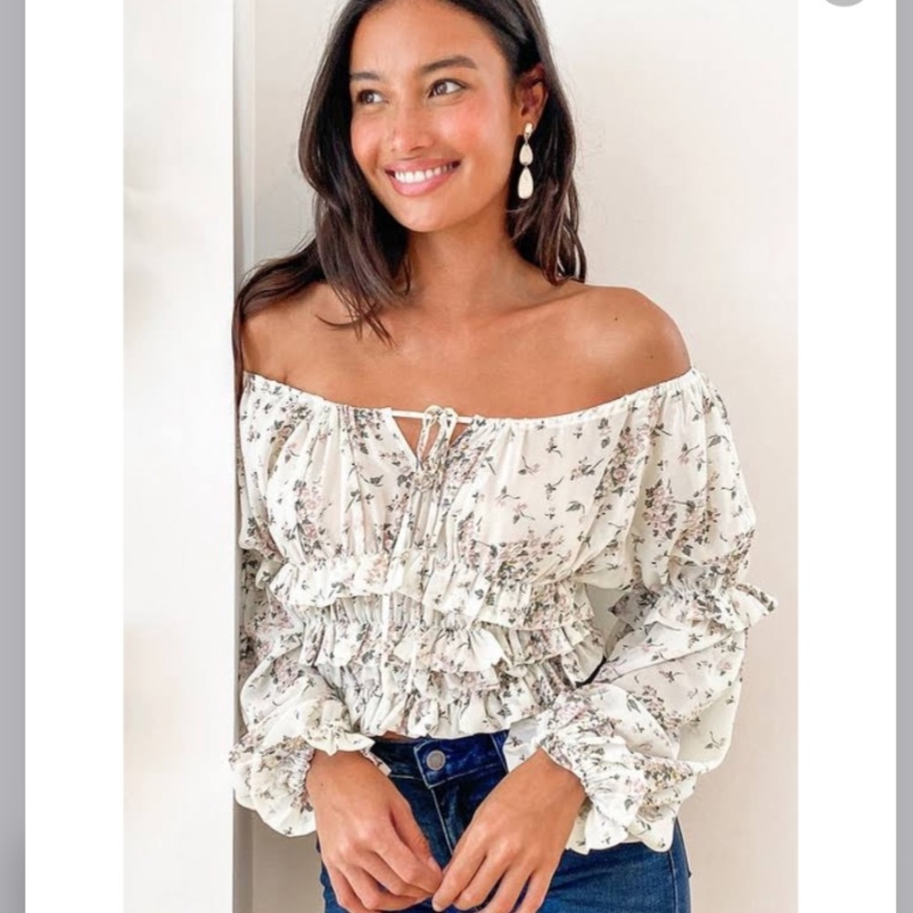 Lulus floral off the shoulder top